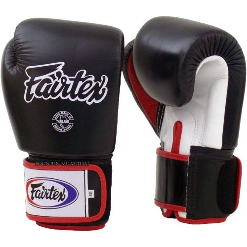  Fairtex Muay Thai - Boxing Gloves. BGV1 Color:BlackWhite. Size: 10 12 14 16 oz. Training, Sparring Gloves for Boxing, Kick Boxing, MMA.