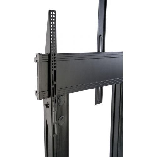  Displays2go TV Cart with Wheels, For Monitors Between 60 and 100, Video Camera Shelf, Steel & Aluminum (Black)