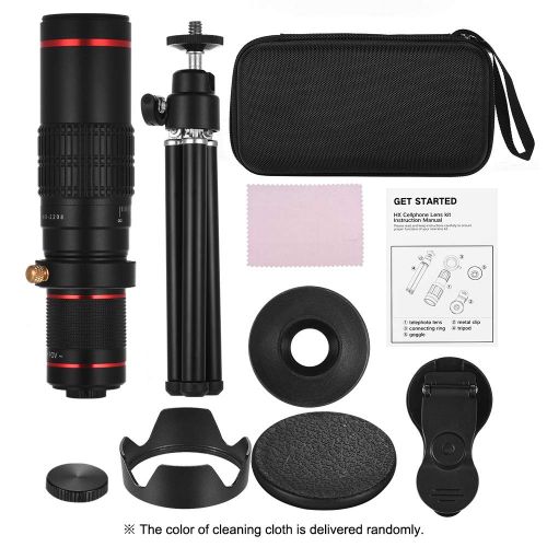  Andoer-1 Andoer Portable Clip-on Phone Camera Lens Kit 22X Zoom Telephoto Lens Mobile Phone Zoom Telescope Adjustable Smartphone Lens Support Naked Eye Observation with Tripod for iPhoneX8