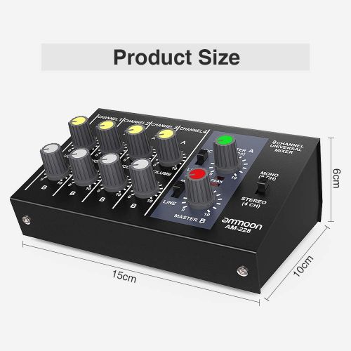  Ammoon ammoon AM-228 Ultra-compact Low Noise 8 Channels Metal Mono Stereo Audio Sound Mixer with Power Adapter Cable