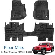 Car mats JOYTUTUS Fits Jeep Wrangler JKU Floor Mats 4 Door Slush Mat Unlimited 2014 2015 2016 2017 2018