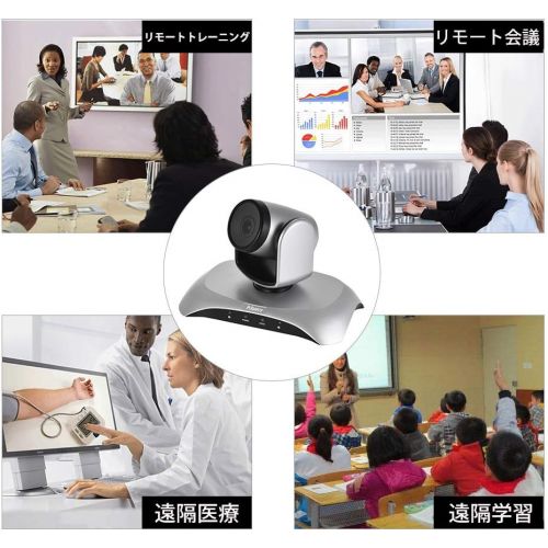  Aibecy 1080P HD Conference Camera USB Plug & Play 3X Zoom 360° Rotation with Remote Control Power Adapter for Video Meetings Training Teaching