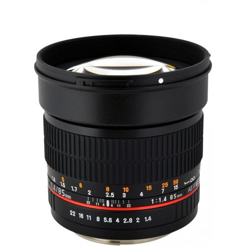  Rokinon 85M-N 85mm F1.4 Aspherical Fixed Lens for Nikon (Black) (Discontinued by Manufacturer)