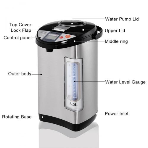  Alek...Shop LCD Water Hot Boiler Electric Pot Kettle Warmer 5 Liter Steel Dispenser Stainless, Home Kitchen And Coffee