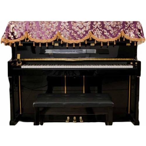  PANDA SUPERSTORE Upright Piano Dust Cover Vintage Piano Cover Piano Cloth Gold Stamping Flannel