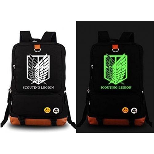  Gumstyle Anime Attack on Titan Luminous Large Capacity School Bag Cosplay Backpack Black and Blue