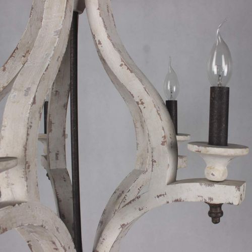  LB Lighting Vintage 3-Light Rustic Iron Wood Chandelier Wooden Chandeliers Swag Lamp Pendant Ceiling Light Fixtures
