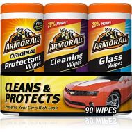 Armor All Protectant, Glass and Cleaning Wipes, 30 Count Each (Pack of 3)