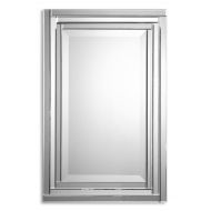 Intelligent Design Contemporary Frameless Venetian Wall Mirror | Layered Glass Frame Vanity