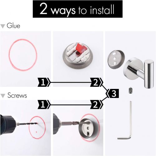  Kes 4-Piece Bathroom Accessory Set No Drill Glue RUSTPROOF Without Drilling Screw Free Wall Mount Polished SUS 304 Stainless Steel, LA240DG-42