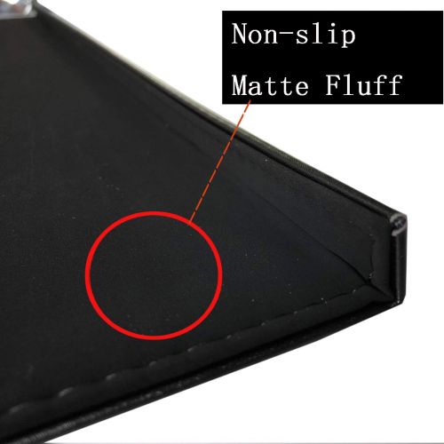  Uni Non-Slip Soft Leather Surface Office Desk Mouse Mat Pad with Full Grip Fixation Lip Table Blotter Protector 35.4”x 15.8 Leather Mat Edge-Locked（Black）