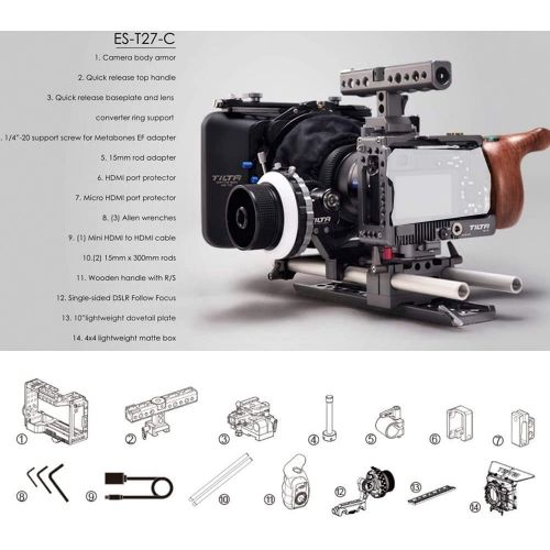  Tilta TILTA ES-T27-C Rig Cage Baseplate + FF-T03 Follow Focus+MB-T05 Matte box etc for Sony Alpha a6000 a6300 a6500 A6 Series Camera