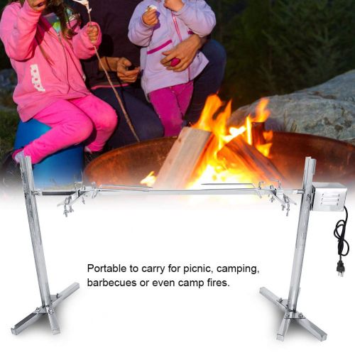  Asixx Rotisserie Kit, Universal Rotisserie Kit, Stainless Steel Rotisserie Kit for Grills or Black Spit Rod Meat Forks with Electric Motor for Picnic, Camping, Barbecues and Even C