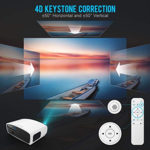  [아마존 핫딜] Projector, WiMiUS Native 1080P Projector 6500 Lumens Led Video Projector Support 4K HD Zoom ±50° Digital Keystone Cor, Outdoor & Home Projector Compatible with Fire TV Stick, PS4,