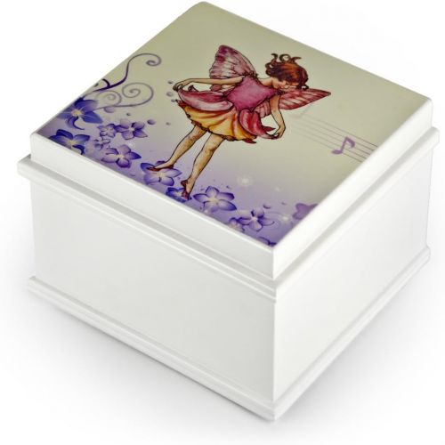 MusicBoxAttic Matte White Enchanted Fairy 18 Note Ballerina Musical Jewelry Box - Over 400 Song Choices - Choose Your Song Dance of the Sugar Plum Fairy,Nutcracker Suite