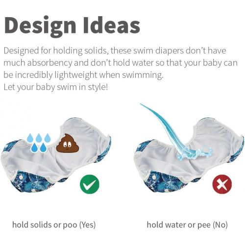  [아마존베스트]ALVABABY Swim Diapers Boys & Girls One Size Reuseable Adjustable 2pcs SW18-21