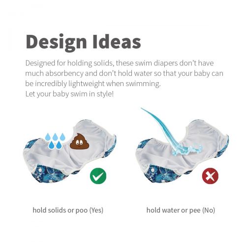  [아마존베스트]ALVABABY Swim Diapers 2pcs One Size Reusable & Adjustable Baby Shower Gifts SW09-10