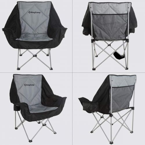  ALPHA KingCamp Oversize Camping Folding Sofa Chair Padded Seat with Cooler Bag and Armrest Cup Holder