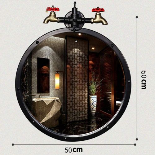  GUOWEI Mirror Wall-Mounted Bathroom High-Definition Makeup Iron Framed Retro (Color : Black, Size : 50x50cm)
