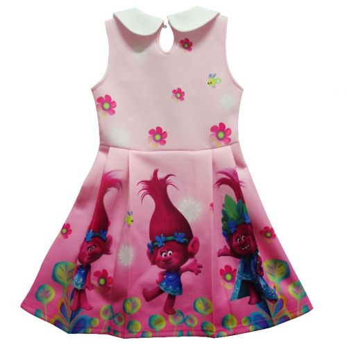 ZHBNN Trolls Little Girls Printed Princess Dress Cartoon Party Dress
