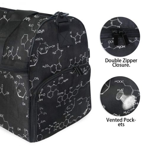  All agree Travel Gym Bag Black White Chemical Equation Education Weekender Bag With Shoes Compartment Foldable Duffle Bag For Men Women