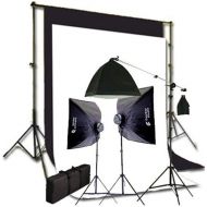 CowboyStudio Complete Photography and Video Stuido 2275 Watt Softbox Continuous Lighting Boom Kit with 6ft x9ft Black White Muslin Backgrounds and Backdrop Support Stands