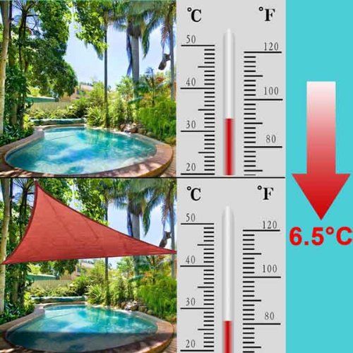 제네릭 Kraiovim 11.5 Feet Triangle Outdoor Sun Shade Sail Canopy Dark Red PE Fabric UV Ray Protect Portable for Camping Patio Lawn Garden Pool Spa Sunscreen Top Overhead Cover