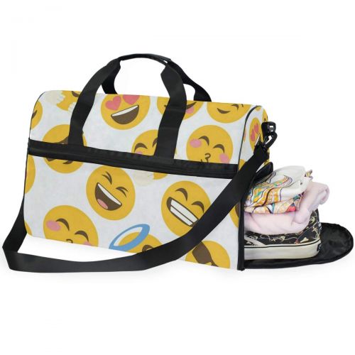  All agree Funny Emoji Emotions Gym Bags for Men&Women Duffel Bag Weekender Bag with Shoe Compartment
