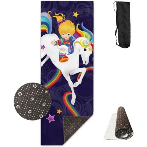  Jessent Yoga Mat Non Slip Rainbow Girl And Unicorn Printed 24 X 71 Inches Premium For Fitness Exercise Pilates With Carrying Strap