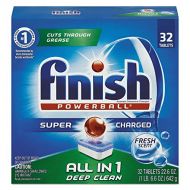 Dishwasher detergent Finish All in 1 Powerball Dishwasher Detergent Tablets, Fresh Scent, 32 Count (Pack of 8)