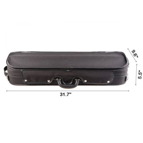  ADM Professional Sturdy Violin Case 4/4 Full Size, Oblong Wooden Hard Case for Good Violin with Hygrometer, Lock, Spacious Compartments and Adjustable Straps, Leather Handle, Sturd