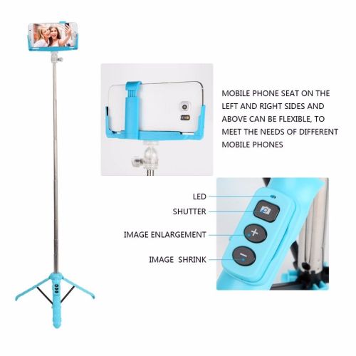  Luck2421 Camera Shop Universal Bluetooth 3.0 Extendable Selfie Stick 2-in-1 Design Handheld or Stand Tripod with Wireless Remote Shutter for Phone