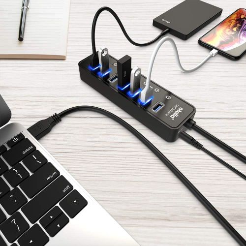  [아마존 핫딜] [아마존핫딜]Powered USB Hub 3.0, Atolla 7-Port USB Data Hub Splitter with One Smart Charging Port and Individual On/Off Switches and 5V/4A Power Adapter USB Extension for MacBook, Mac Pro/Mini