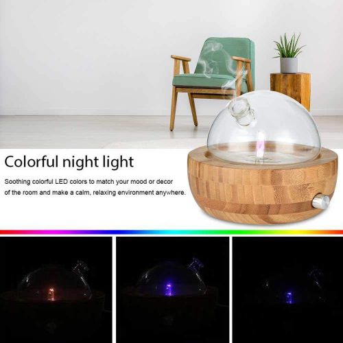  TEEPAO Glass Essential Oil Diffuser Humidifier, Aromatherapy Diffuser Nebulizer Wood and Glass Aromatherapy Nebulizer for Home, Office, Spa(No Water)