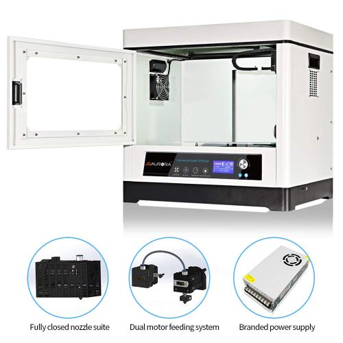  Large 3d Printer, JGAURORA 3D Printers A8 Extreme Accuracy Large Build Size 350x250x300mm Fully Closed Metal Structure Filament Feeding Auto Commercial Grade FDM Desktop 3d Printin
