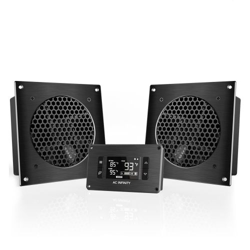  AC Infinity AIRPLATE T8 PRO, Quiet Cooling Dual-Fan System 6 with Thermostat Control, for Home Theater AV Cabinets