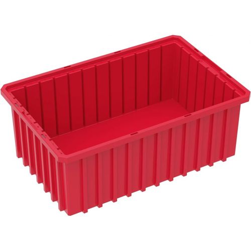  Akro-Mils 33166 Akro-Grid Slotted Divider Plastic Tote Box, 16-12-Inch Length by 10-78-Inch Width by 6-Inch Height, Case of 8, Red