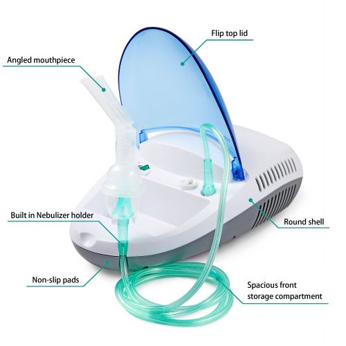  FHLP Compact Vaporizer Compressor System Cool Mist Inhaler for Kids Adults with Full Mask Kit