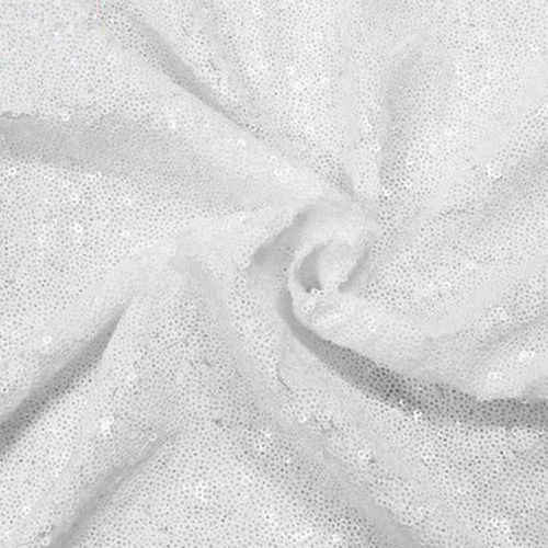  QueenDream White Glitz Fabric Sequin Fabric Squares Sequin Tablecloth Cover Glitz Table Linen DIY Party Dress Fabric