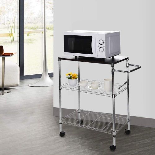  TANGON Industrial All-Purpose 3Tier Wire Mesh Storage Rolling Cart with Leveling Feet to Convert The Wheeled Cart into Static Rack for Microwave Home Office Organization Kitchen Ba