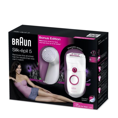 브라운 Braun 5-329 Silk Epil 5 Power Epilator with Facial Cleansing Brush & Travel Case