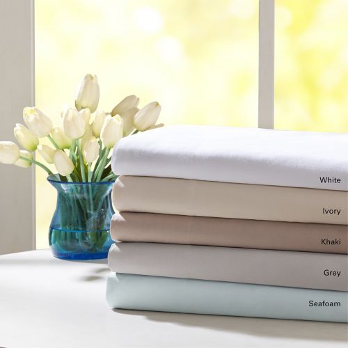  Madison Park Forever Percale Twin Bed Sheets, Casual Count Cotton Bed Sheet, White Bed Sheet Set 3-Piece Include Flat Sheet, Fitted Sheet & Pillowcase