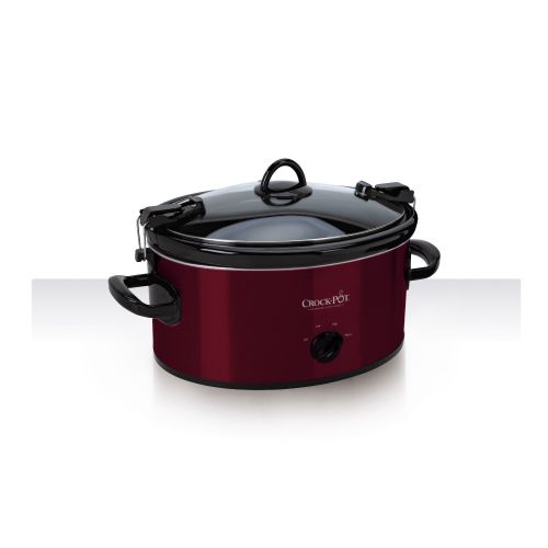 크록팟 Crock-Pot Premium Crock Pot Slow Cooker with Easy Recipes 6 Quart Crockpot Manual Red Portable Timer Model