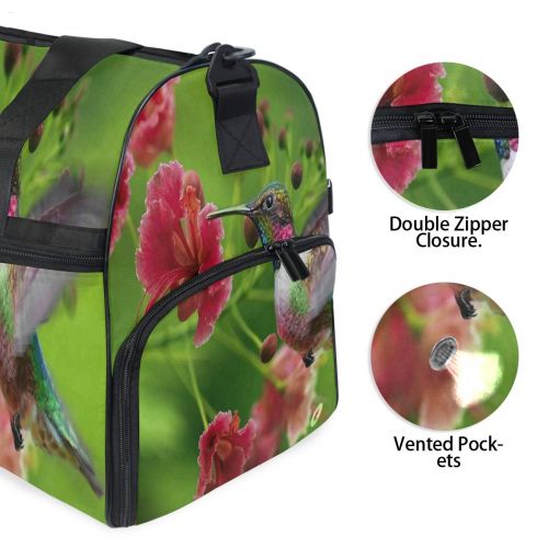  All agree Travel Gym Bag Beija Flor Red Flower Weekender Bag With Shoes Compartment Foldable Duffle Bag For Men Women