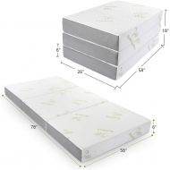 [아마존 핫딜] Folding Mattress, Inofia Memory Foam Tri-fold Mattress with Ultra Soft Removable Bamboo Cover Washable, Non-Slip Bottom & Breathable Mesh Sides - Queen 6-Inch