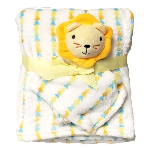  CRIBMATES Custom Embroidery Name Baby Blanket (30 x 40 inch) with Lovey Security Blanket (Yellow Lion with Embroidery Name)