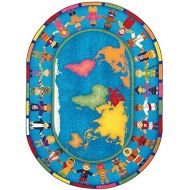 Joy Carpets Kid Essentials Early Childhood Oval Hands Around The World Rug, Multicolored, 54 x 78