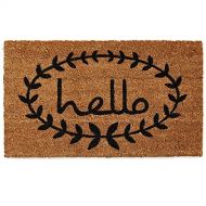 Calloway Mills 121811729 Home & More Calico Hello Doormat, 17 x 29 x 0.60, Natural/Black