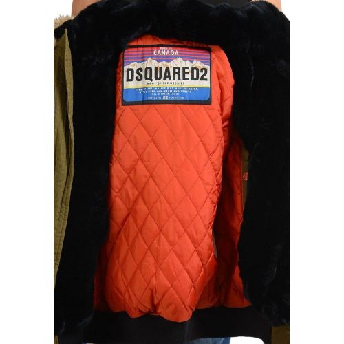  DSQUARED2 Dsquared2 Mens Green Rabbit Hair Coyote Fur Hooded Duck Down Jacket