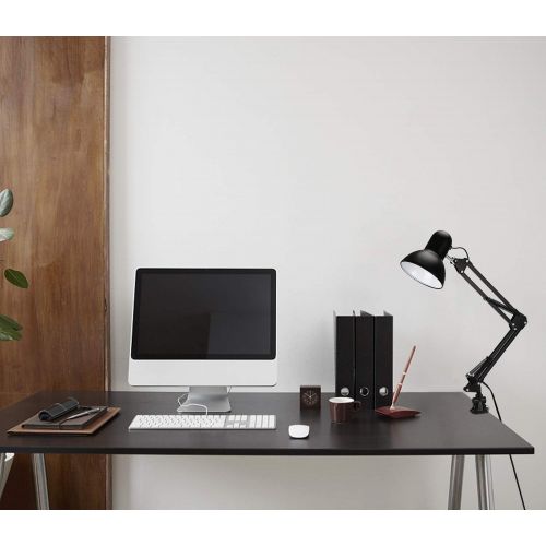  [아마존 핫딜] TORCHSTAR Metal Swing Arm Desk Lamp, Interchangeable Base Or Clamp, Classic Architect Clip On Study Table Lamp, Multi-Joint, Adjustable Arm, Black Finish